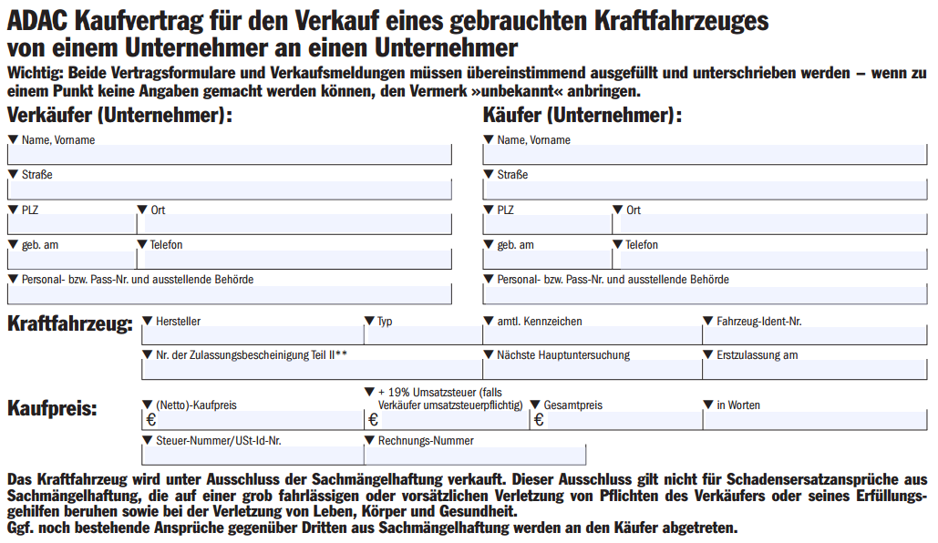 Autoverkauf Kfz Kaufvertrag Einfach Kostenlos