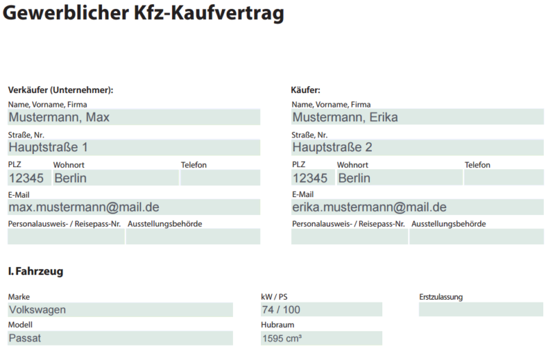 Muster Kaufvertrag Auto (privat & gewerblich) | Was Sie beachten müssen!