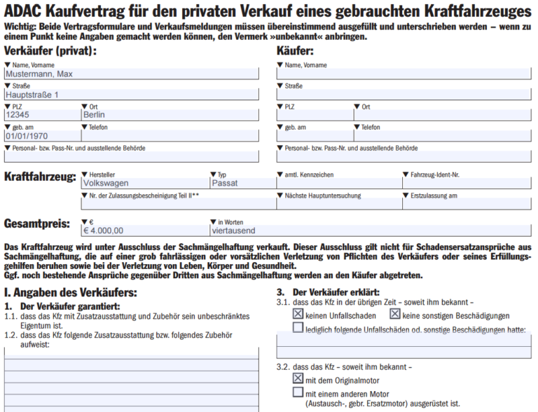 Muster Kaufvertrag Auto Privat Gewerblich Was Sie Beachten M Ssen